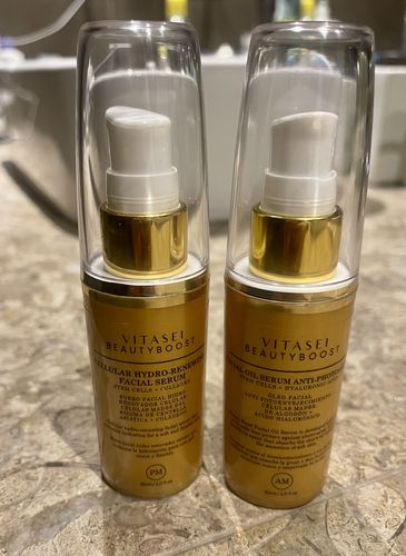 Customer photo review of KIT SUEROS FACIALES DÍA Y NOCHE CON CÉLULAS MADRE, COLÁGENO Y ÁCIDO HIALURÓNICO.