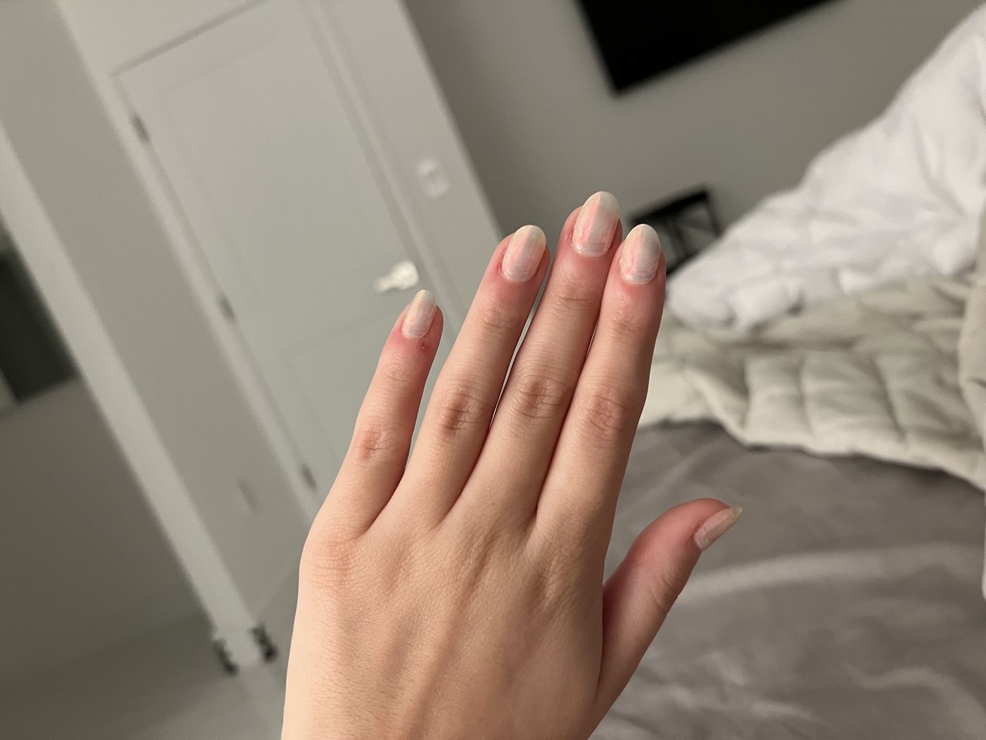 Customer photo review of Aqua Pink (Pearlescent) DIY Semicured Gel Nail Sticker Kit (PRE-ORDER: ETA 24.7)