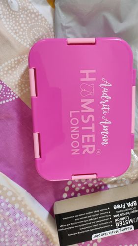 Customer photo review of Rakhi HL Happy Bento Box Pink With Personalization