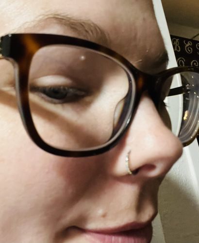 Customer photo review of Titanium Micro Opal Hinged Nose Hoop