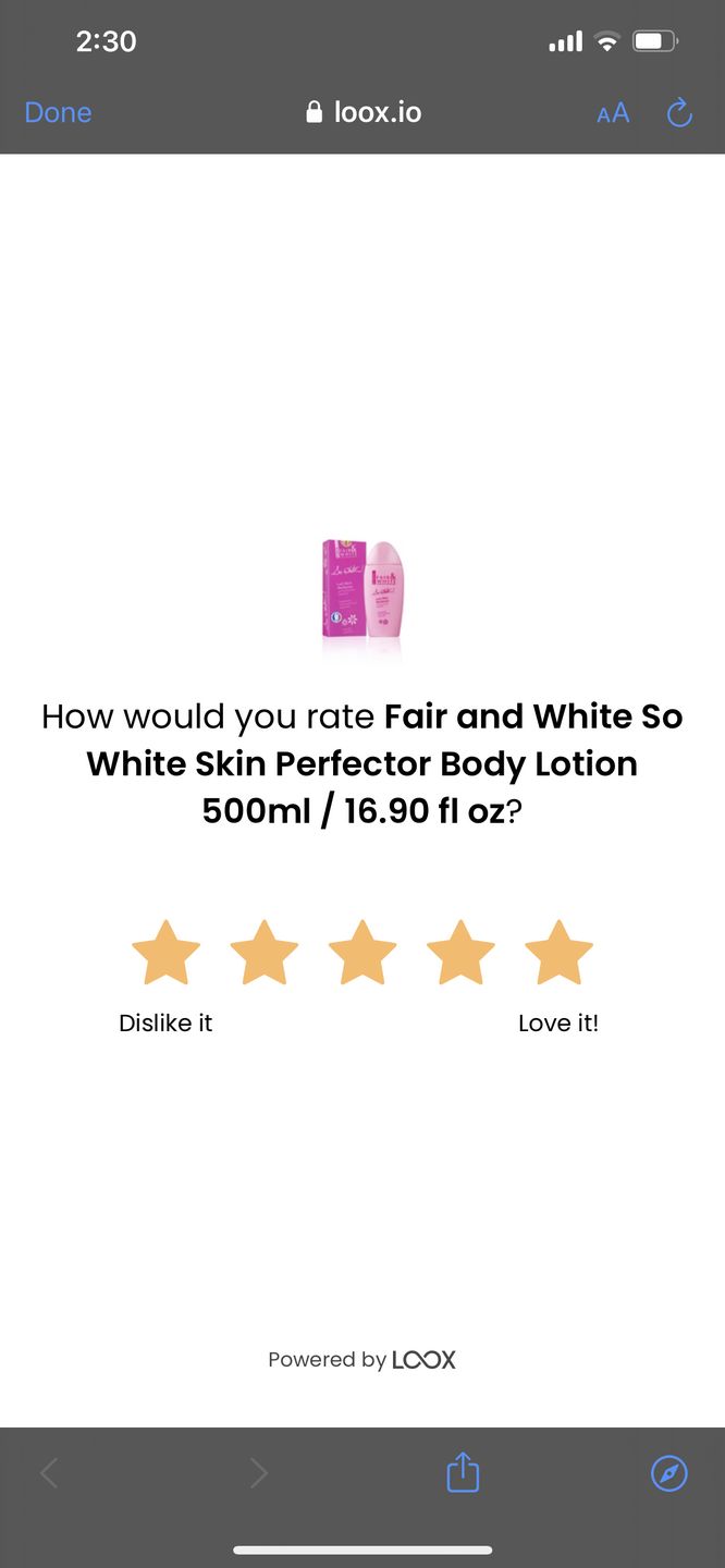 Customer photo review of Fair and White So White Skin Perfector Body Lotion 500ml / 16.90 fl oz