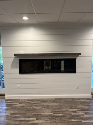 Customer photo review of Distressed 3" Thick Floating Shelves