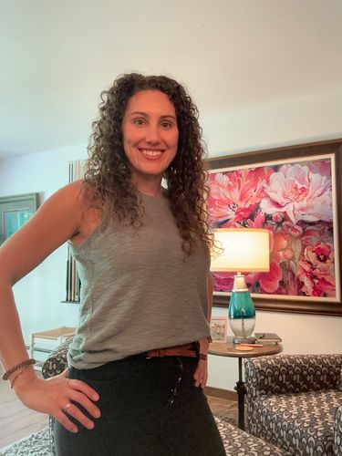 Customer photo review of The Simone Sleeveless Knit Tank Top