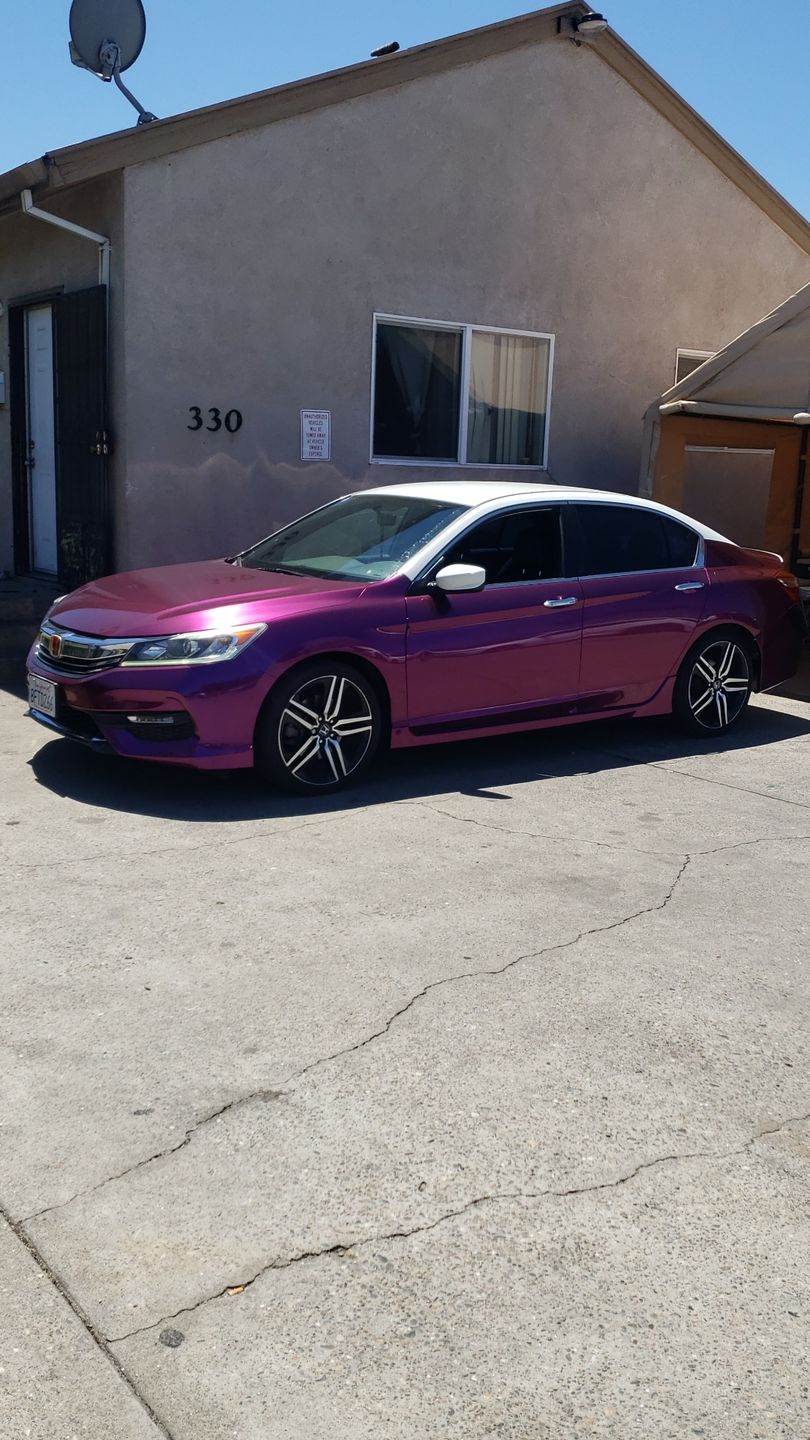 Customer photo review of Glossy Metallic Grape Purple Vinyl Wrap