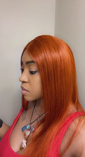 Customer photo review of Ginger Orange Wave Transparent Lace Frontal Lace Wig