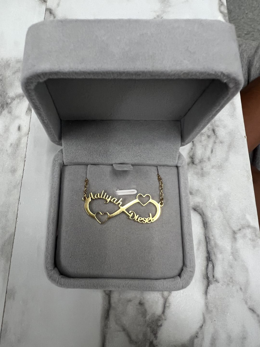 Customer photo review of Infinity Name Necklace