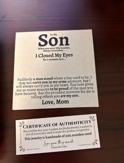 Customer photo review of To My Son Cuban Twist Steel Bracelet | Love Mom