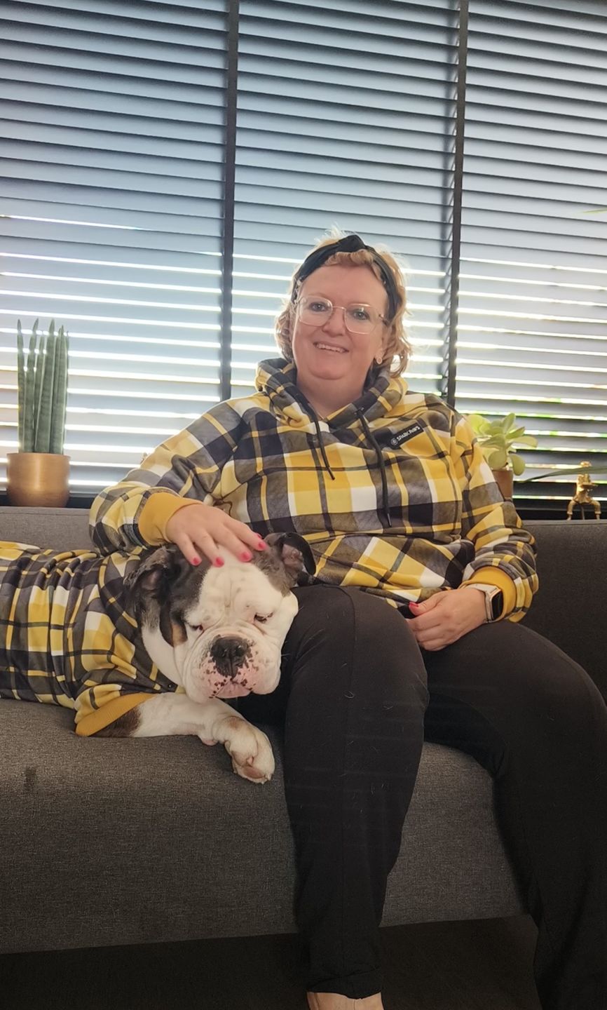Customer photo review of Yellow Plaid Human Hoodie