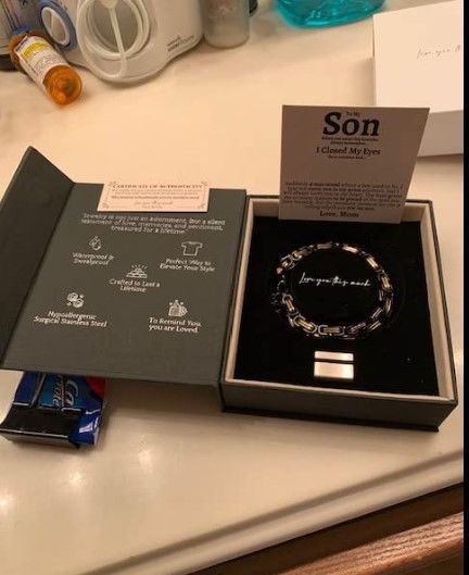 Customer photo review of To My Son Cuban Twist Steel Bracelet | Love Mom