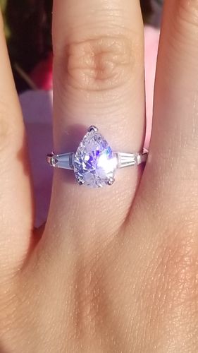 Customer photo review of Solitaire 1.8ct Pear CZ Ring in Sterling Silver