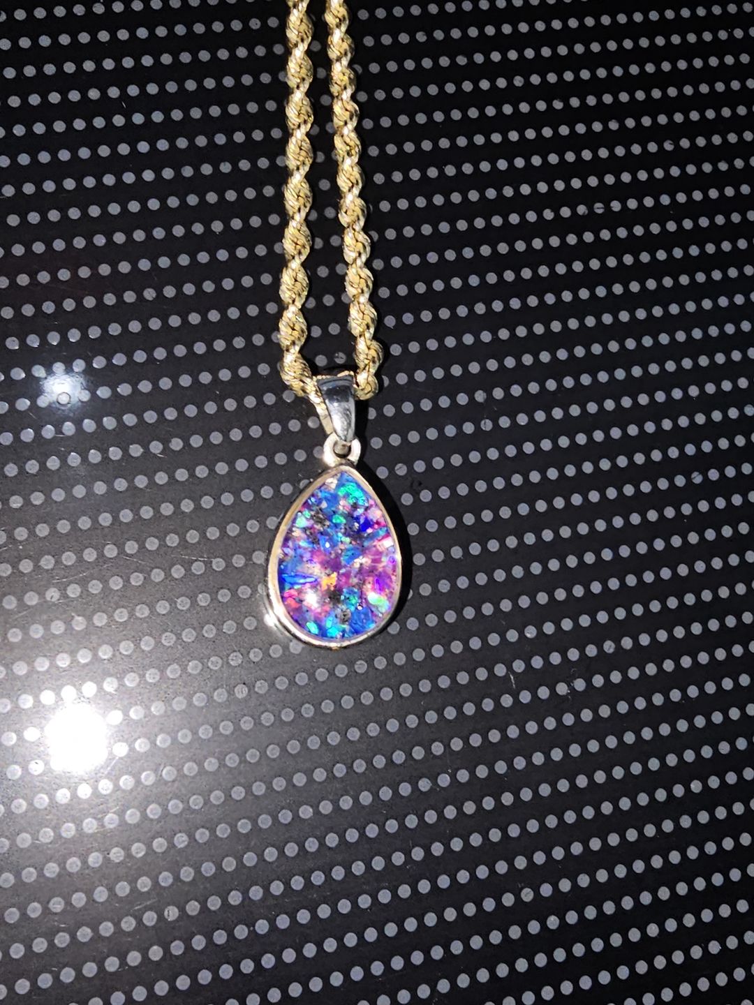 Customer photo review of Petite Pear Drop with Cremation Ashes