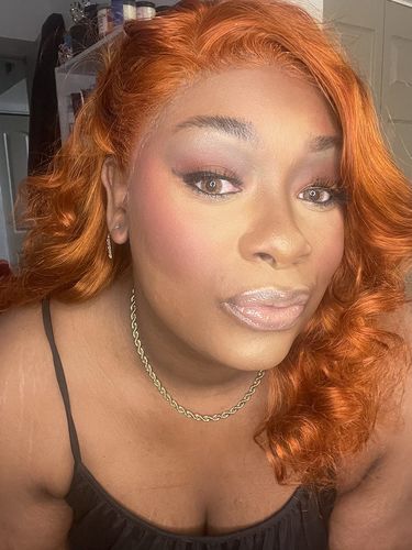 Customer photo review of Ginger Orange Wave Transparent Lace Frontal Lace Wig