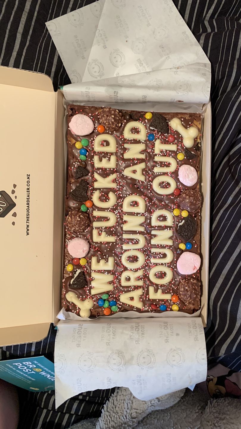 Customer photo review of Mega custom message dick brownie