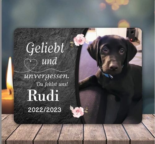 Customer photo review of Hunde Gedenktafel mit Foto & Spruch