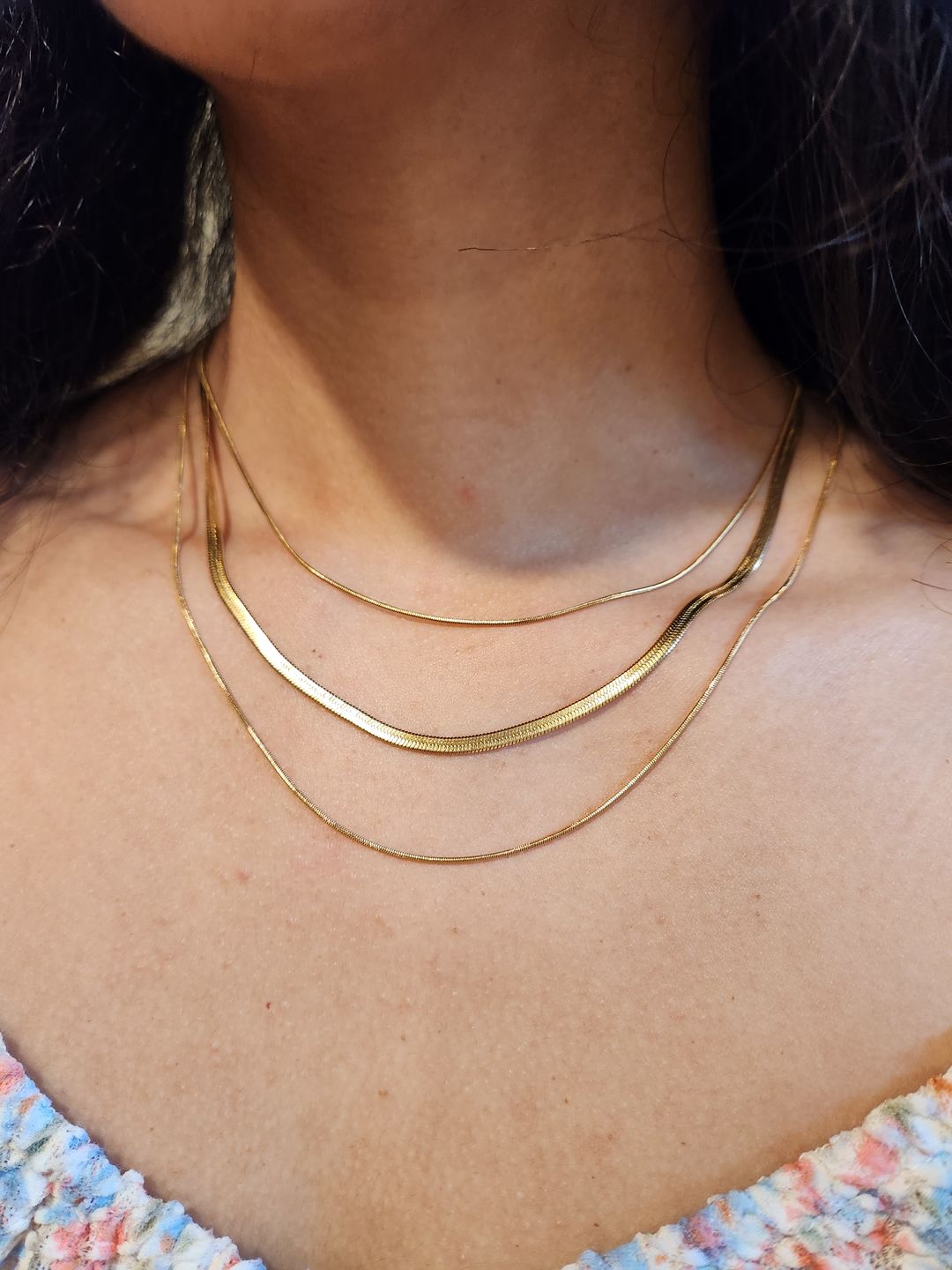 Customer photo review of Gold Multi-Layered Chain  Necklace