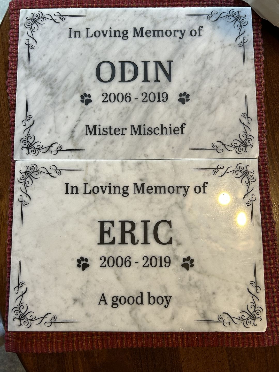 Customer photo review of Pet Grave Plaque Marble Marker, Pet headstones, Custom Outdoor Engraved Pet Stone In Loving Memory