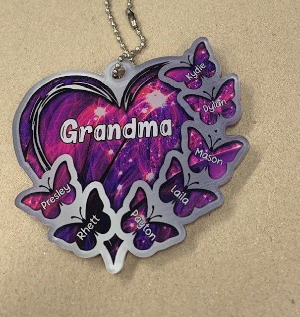 Customer photo review of Sparkling Grandma- Mom Heart Butterfly Kids, Multi Colors Personalized Ornament