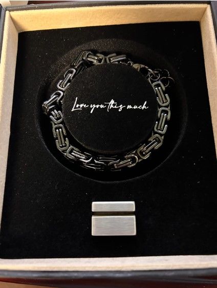 Customer photo review of To My Son Cuban Twist Steel Bracelet | Love Mom