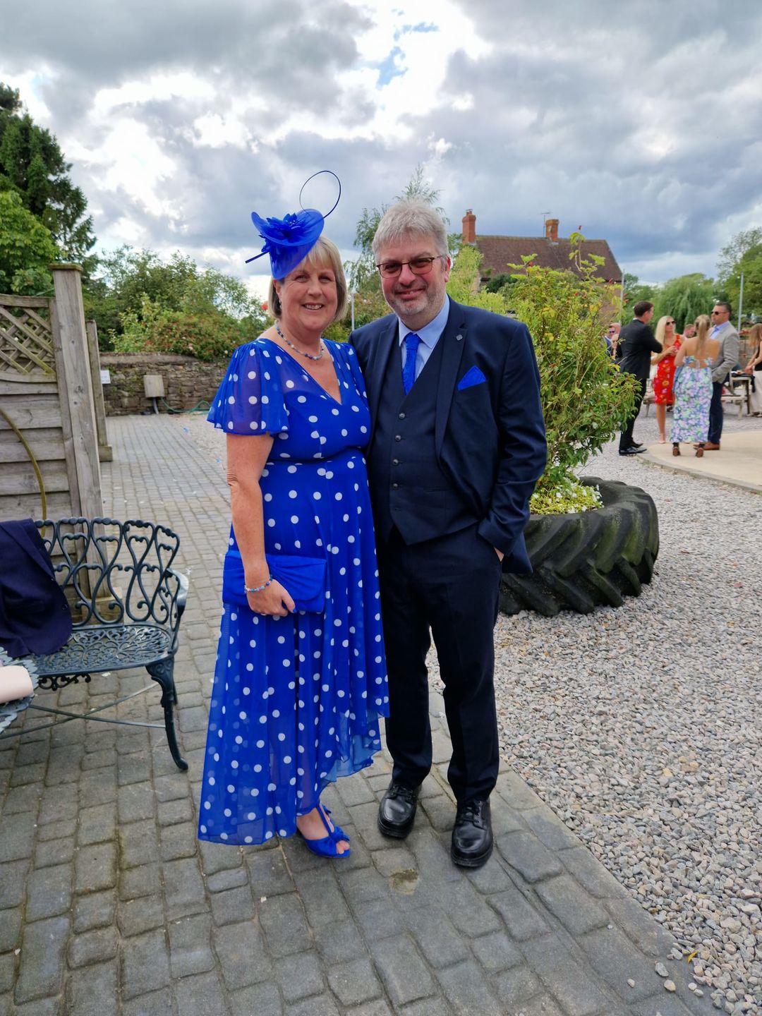 Customer photo review of Tilly Blue Spot Print Angel Sleeve Sweetheart Dress