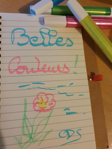 Avis photo d'un client sur Pochette de 4 surligneurs STABILO swing cool # jaune + bleu + vert + rose