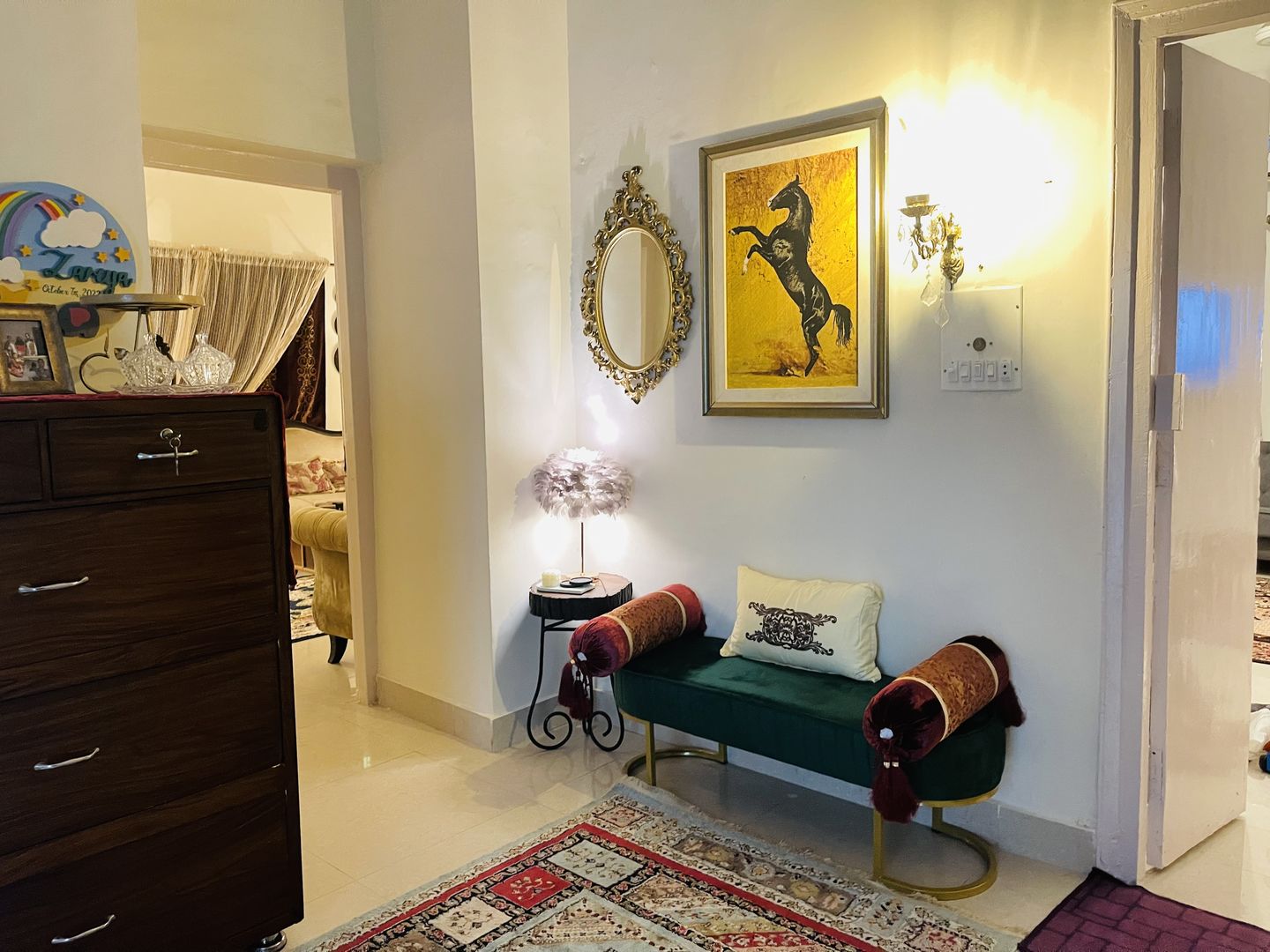 Customer photo review of Luxury 3 Seater Bedroom Steel Stool -984