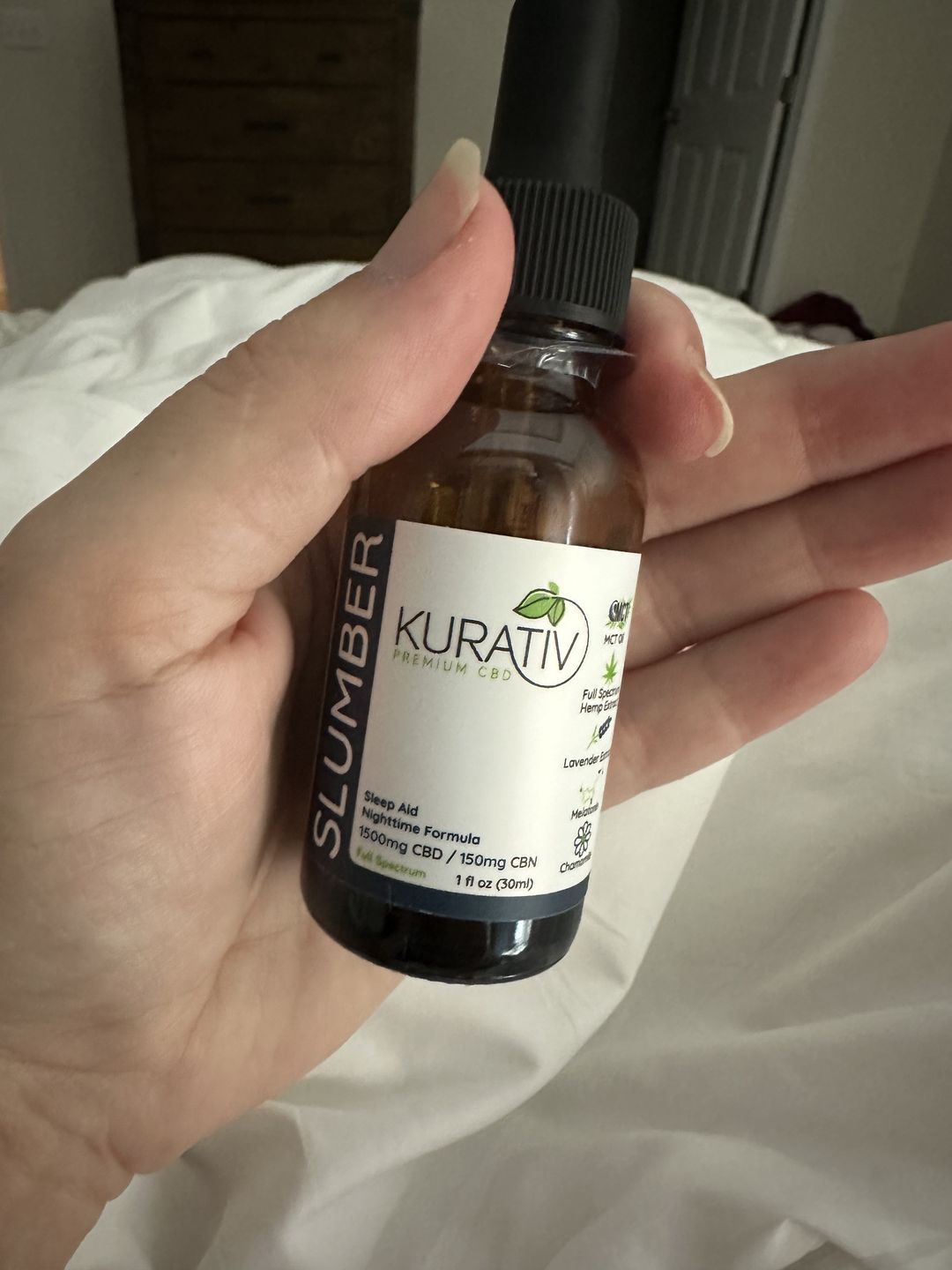 Customer photo review of Slumber CBD:CBN Nighttime Oil 1500mg