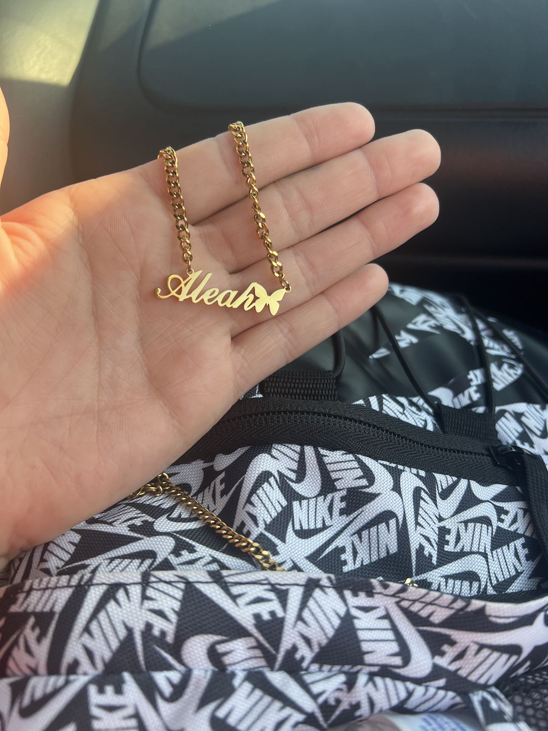 Customer photo review of Butterfly Name Necklace