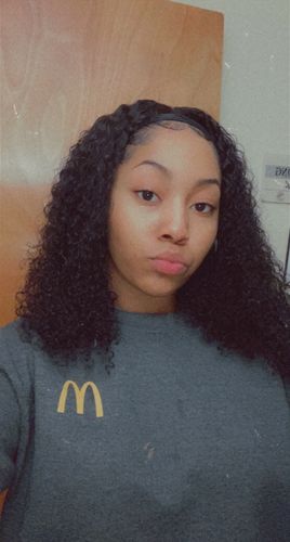 Customer photo review of Afro Curly Virgin Human Hair Clip in 3/4 Half Wig