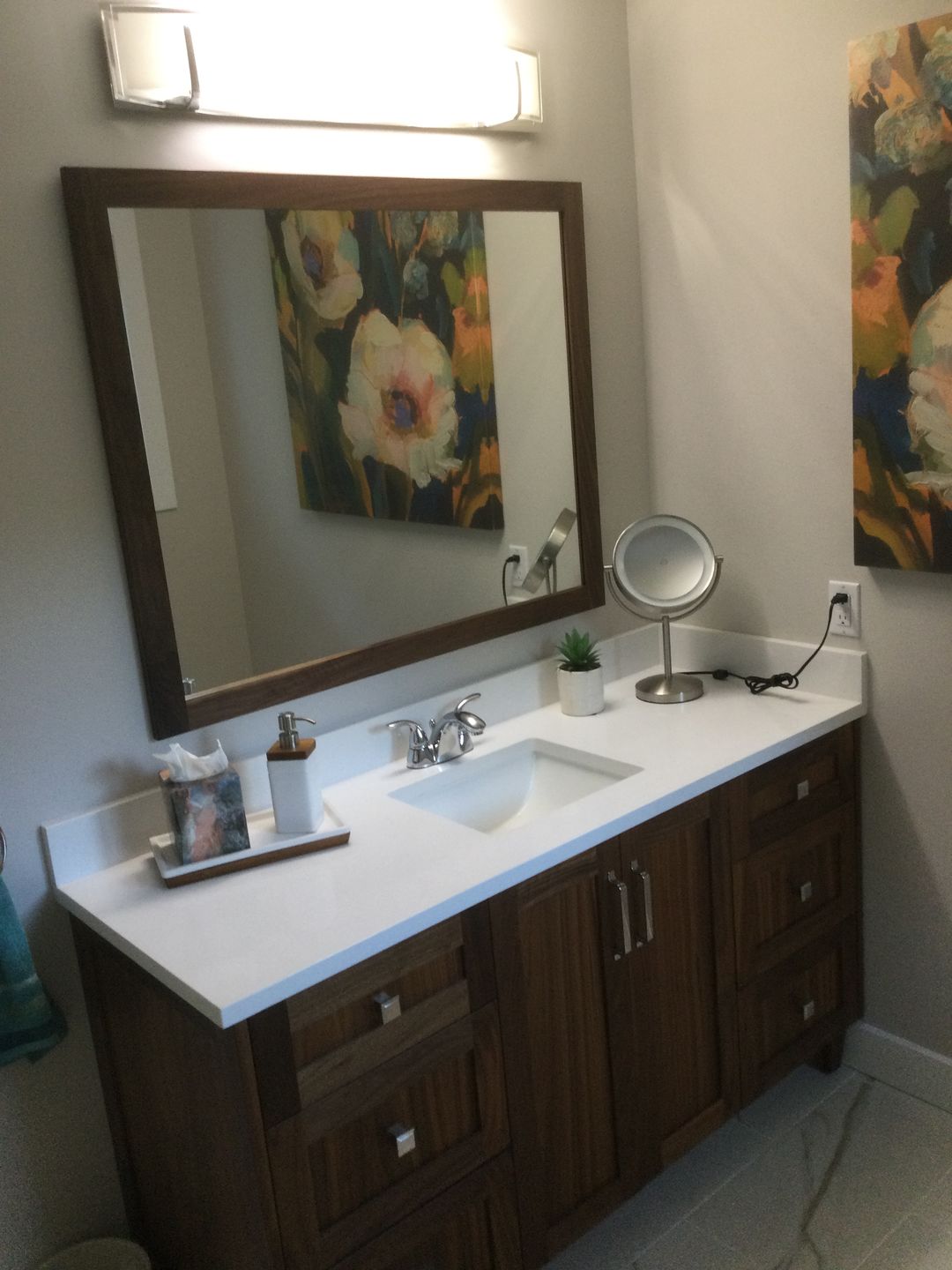 Customer photo review of Bridgeport 60" American Black Walnut Bathroom Vanity