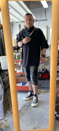 Customer photo review of Mens Solid Cowl Neck Short Sleeve T-Shirt SKUK10612
