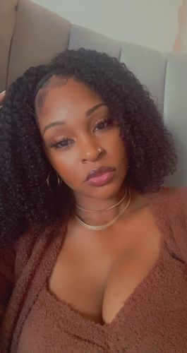 Customer photo review of Afro Curly Virgin Human Hair Clip in 3/4 Half Wig