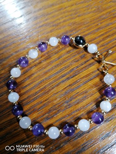 Customer photo review of Bracelet Amincissant en Améthyste et Pierre de Lune | Or fin