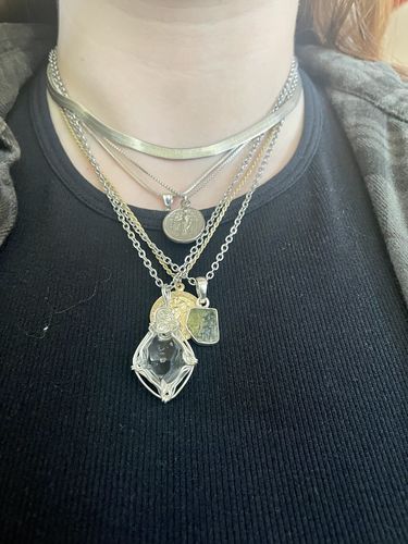 Customer photo review of Herkimer Diamond Pendant w/ goethite inclusions- A (High Grade 😍)