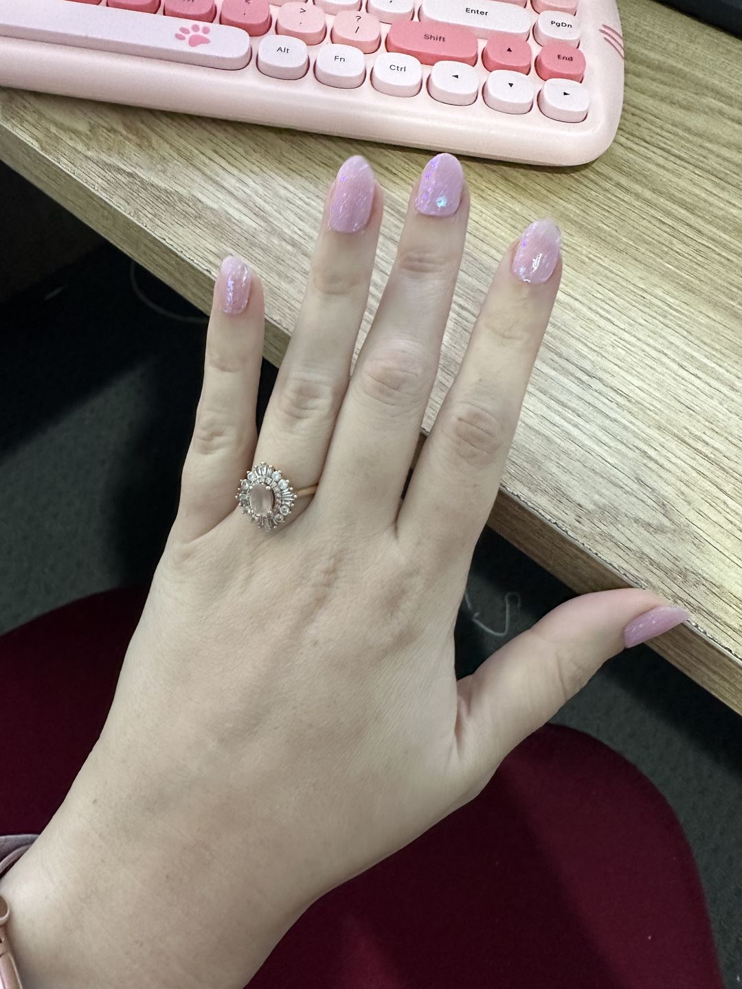 Customer photo review of Pink Bunny Speckles DIY Semicured Gel Nail Sticker Kit