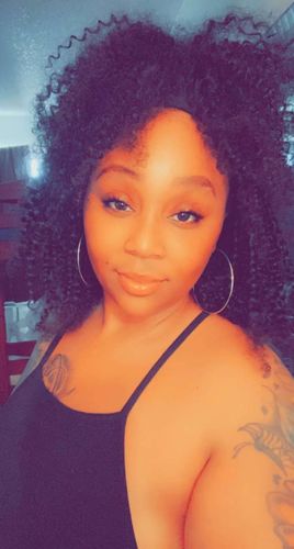 Customer photo review of Afro Curly Virgin Human Hair Clip in 3/4 Half Wig