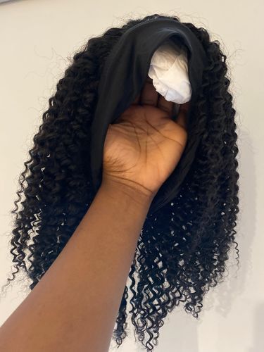 Customer photo review of Afro Curly Virgin Human Hair Clip in 3/4 Half Wig