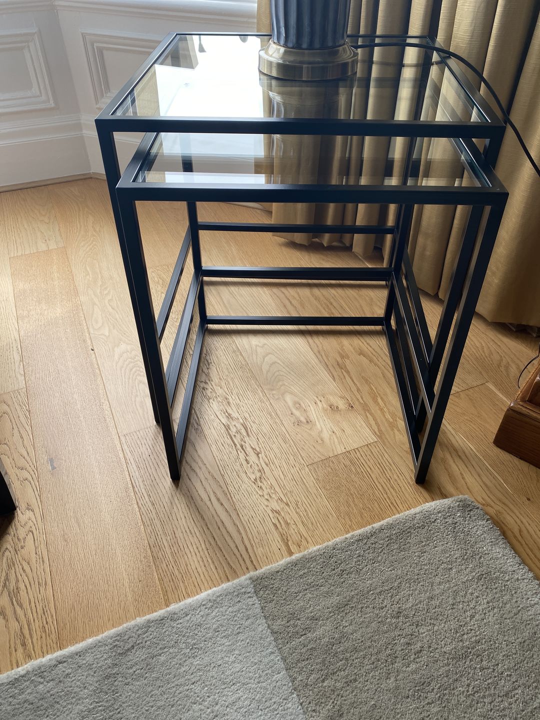 Customer photo review of Glass Metal Nesting Side Tables