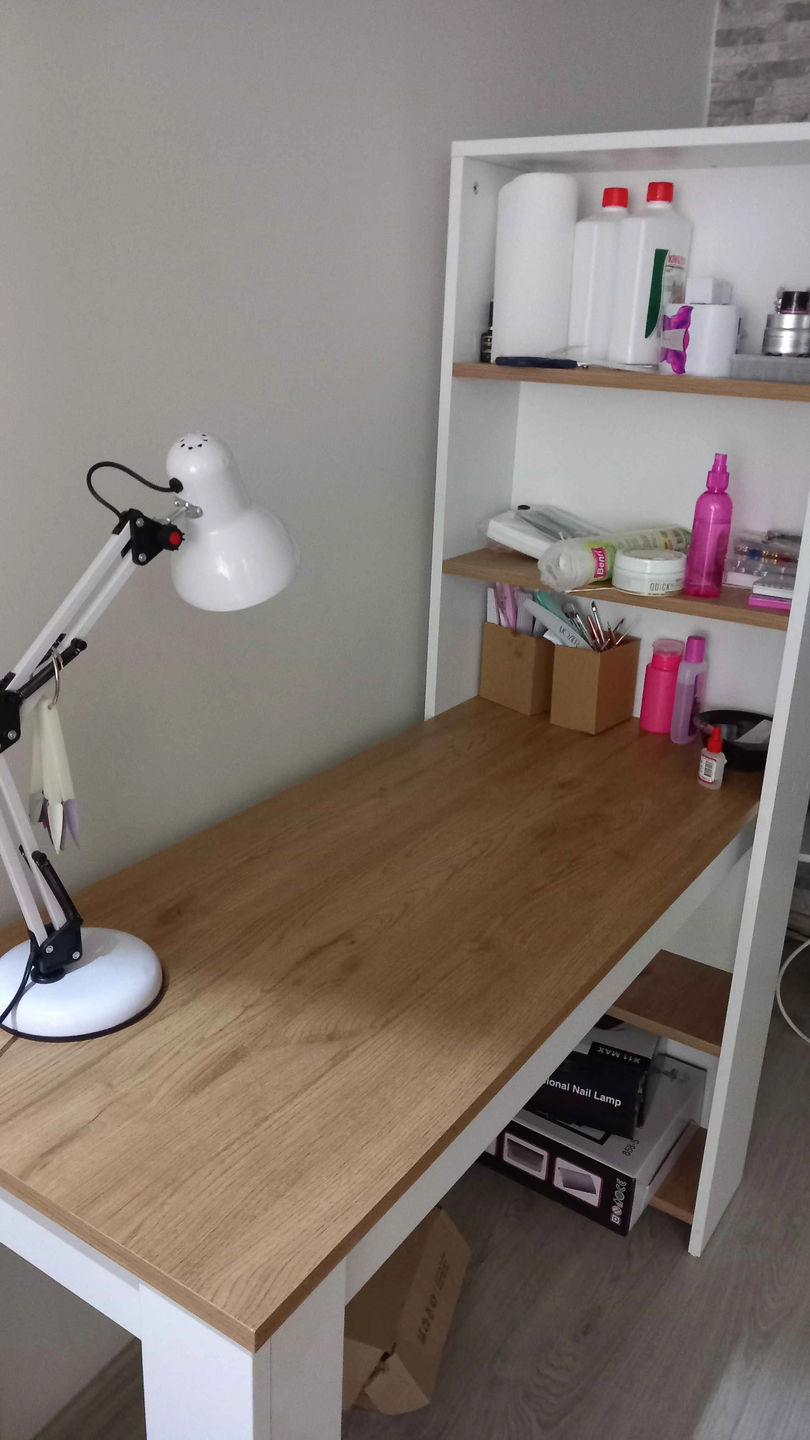 Customer photo review of Rani BJ113 Raflı Manikür Masası Makyaj Masası Sepet Ceviz - Beyaz