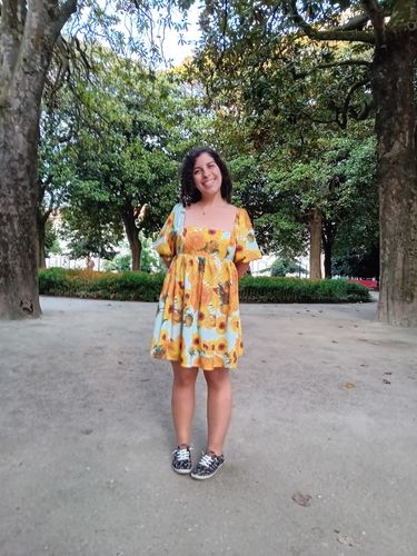 Customer photo review of Van Gogh Sunflowers Puffy mini dress