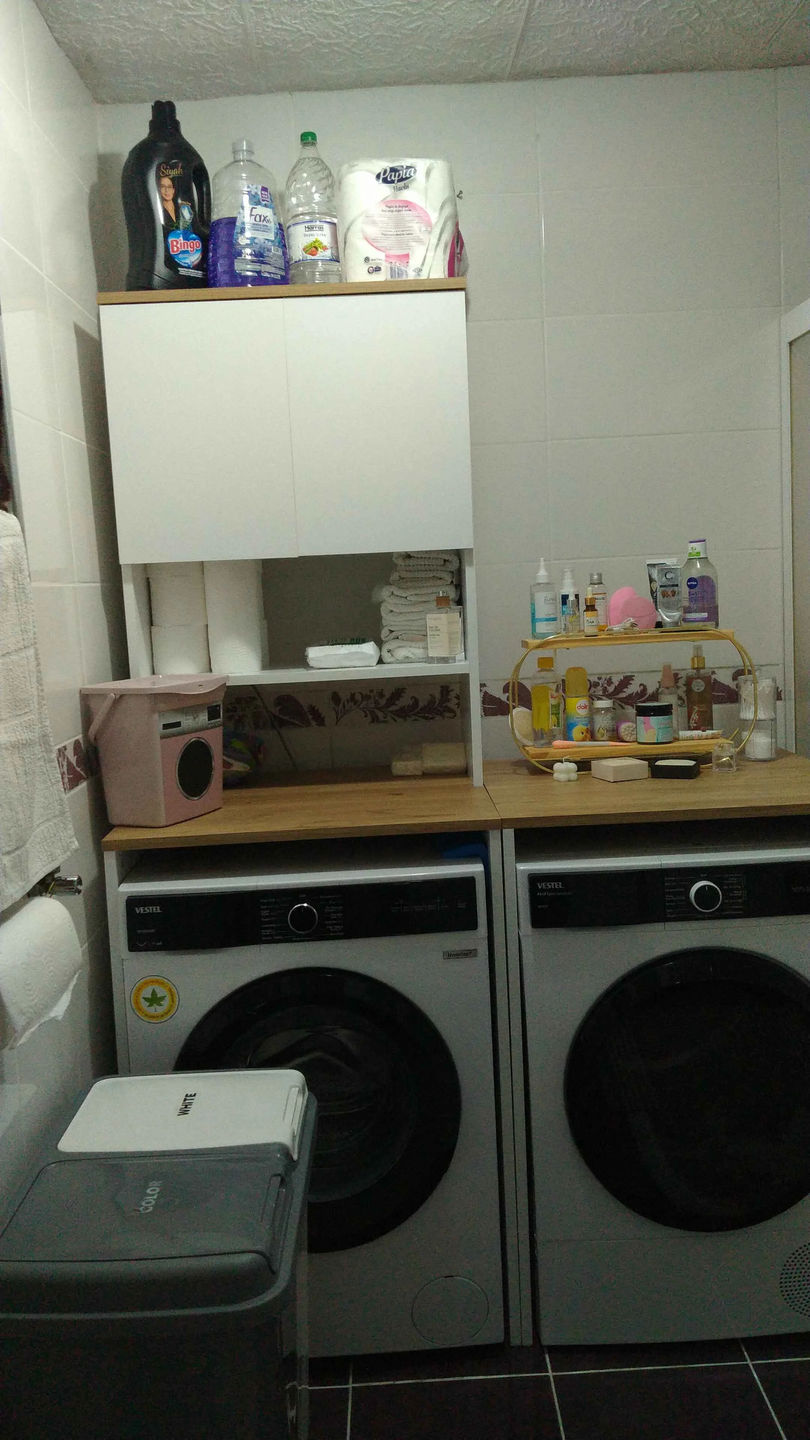 Customer photo review of Rani KD103 Çamaşır - Kurutma Makinesi Dolabı Kapaksız Beyaz - Sepet Ceviz