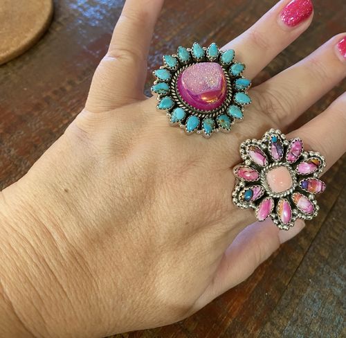 Customer photo review of “Buy Me Flowers” Sterling Silver, Pink Dream & Pink Conch Adjustable Ring