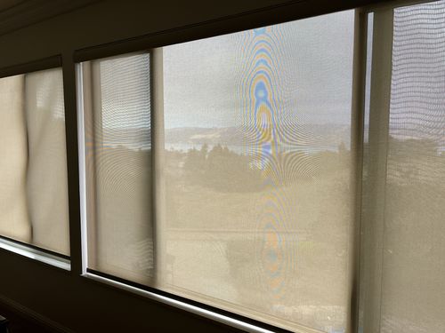 Customer photo review of SmartWings Motorized Light Filtering Roller Shades 70% Blackout Safari