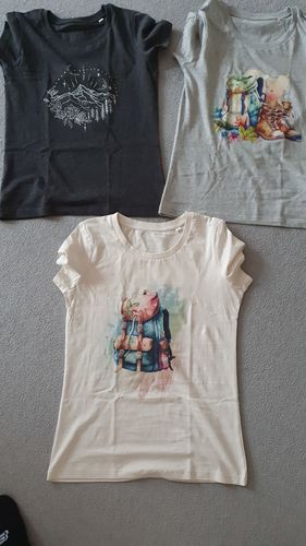 Customer photo review of Wander-Rucksack  - Damen Premium Bio-Shirt