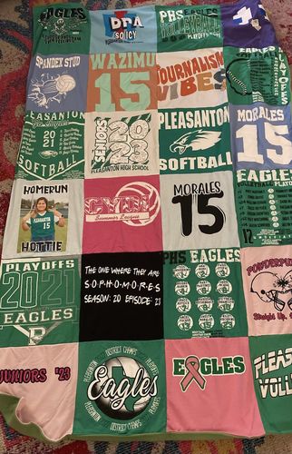T-shirt quilt featuring pleasanton eagles by Jaelyn from TX