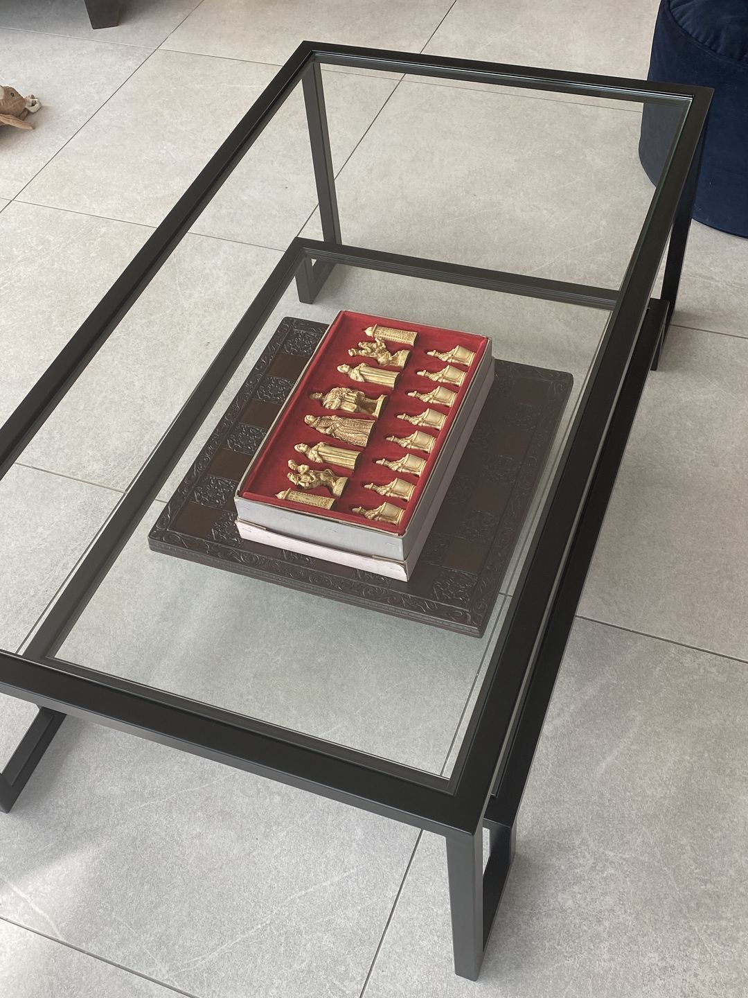Customer photo review of Glass Metal Coffee Table