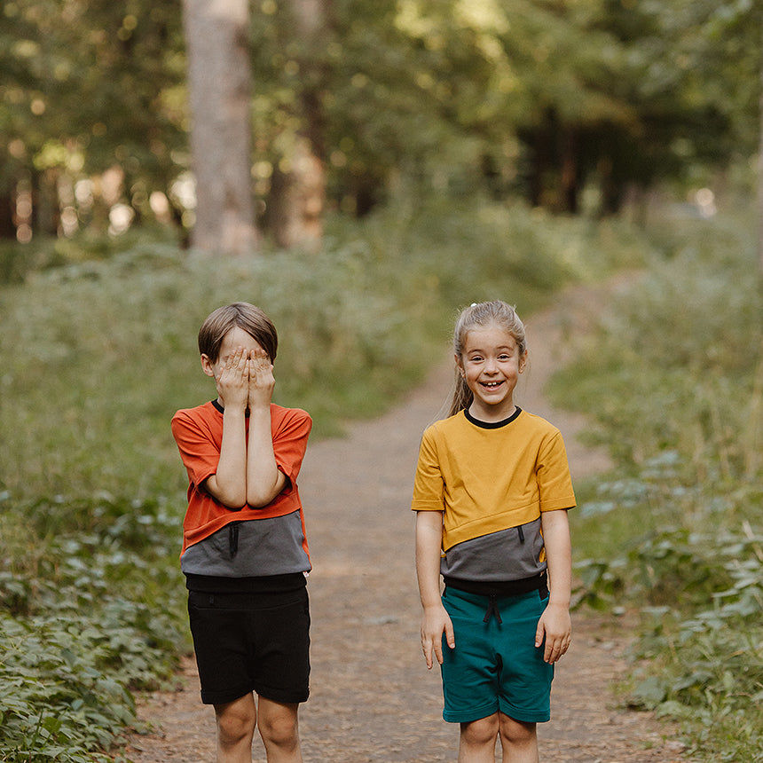 Customer photo review of Shorts Blue/Green Emerald / T1D Kids Shorts for Sports / kids shorts with pockets