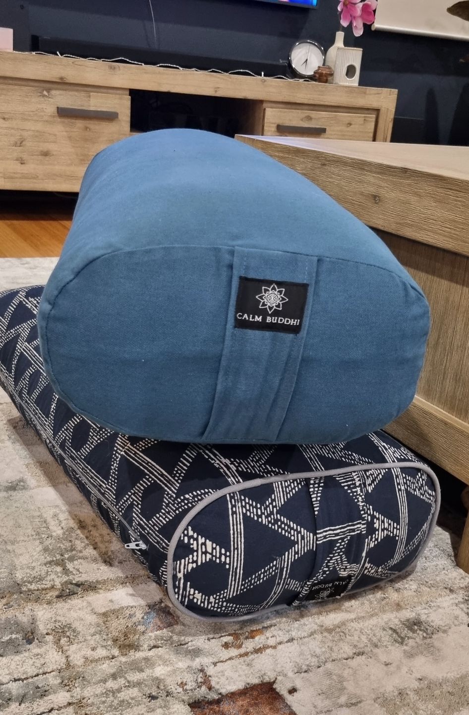 Customer photo review of Teal Oval Yoga Bolster