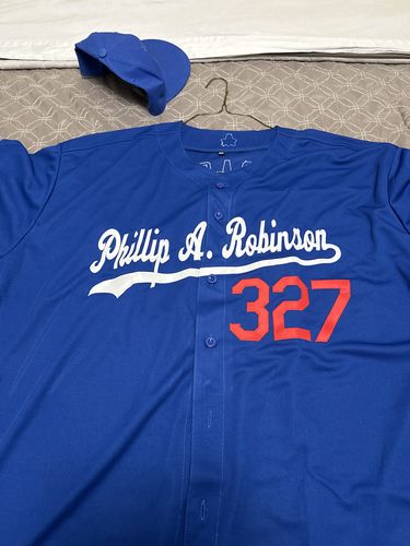 Customer photo review of Custom Royal White-Red Baseball Jersey