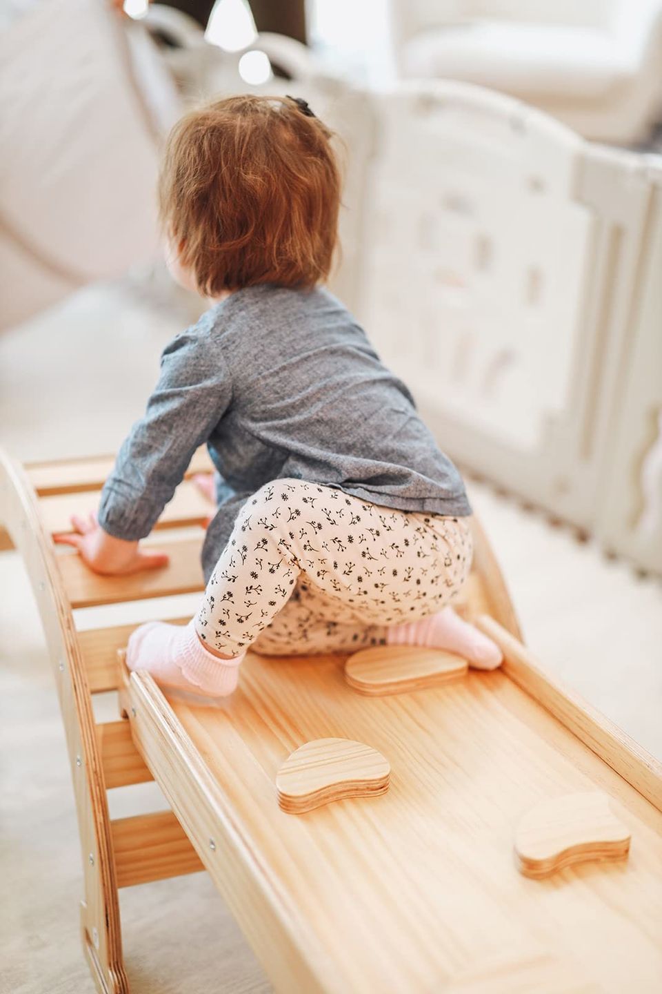 Customer photo review of Maple - Wood Small Triangle Climbing Set with Ladder Slide and Rocker