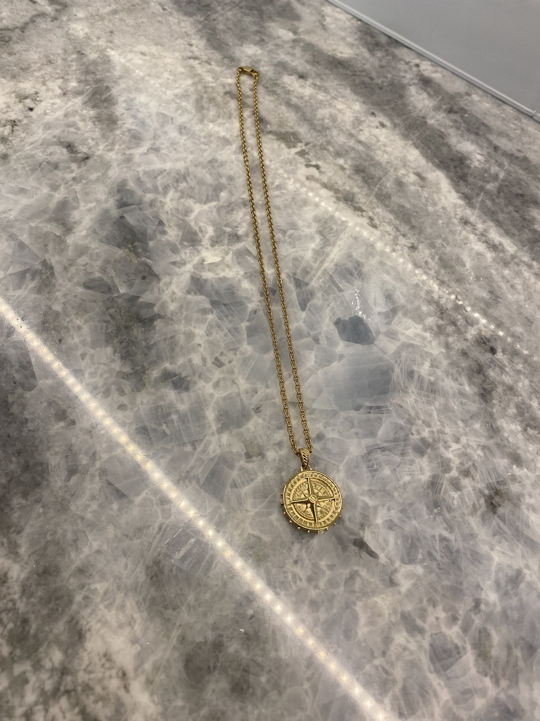 Customer photo review of Gold Compass Pendant